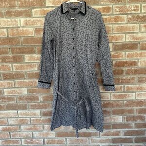 Brooks Brothers Floral Striped Button Up Shirt Dress Tie Waist Sz 8